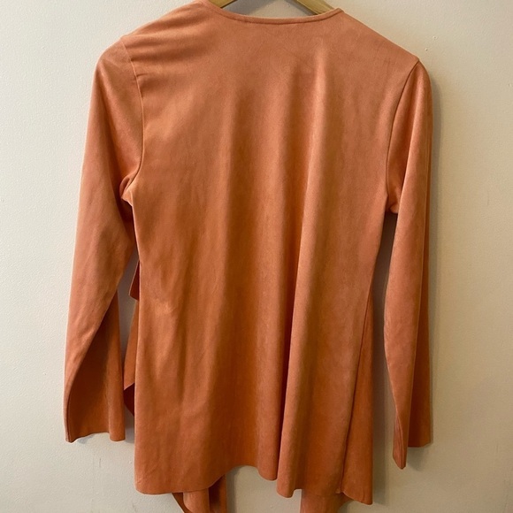 Soft Surroundings Peach Microsuede Open Front Draped Blazer - Picture 13 of 13